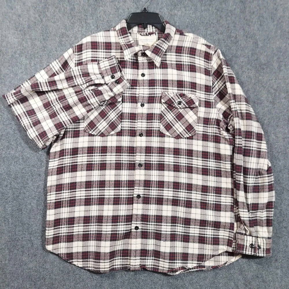 Ralph Lauren Shirt Mens 2XL White Plaid‎ Denim & Supply Flannel Long Sleeve